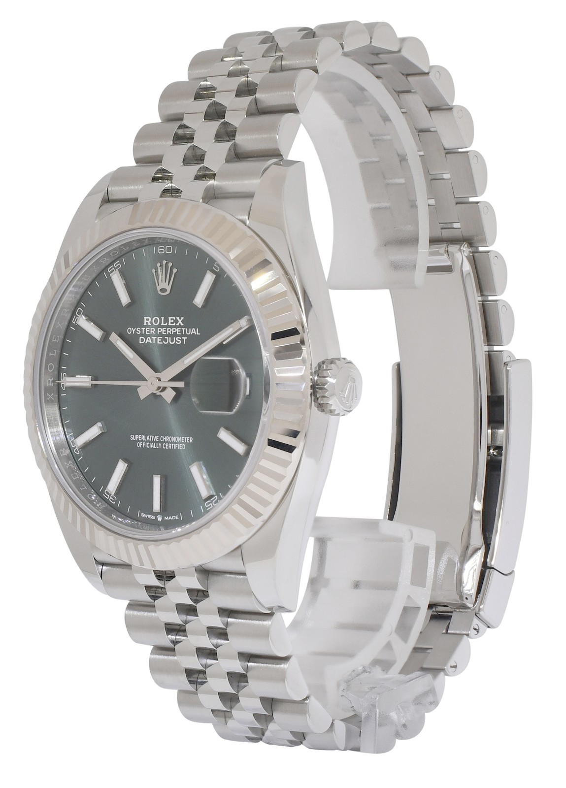 NEW Rolex Datejust 41 Steel & 18k WG Bezel Mint Green Dial Watch B/P '26 126334