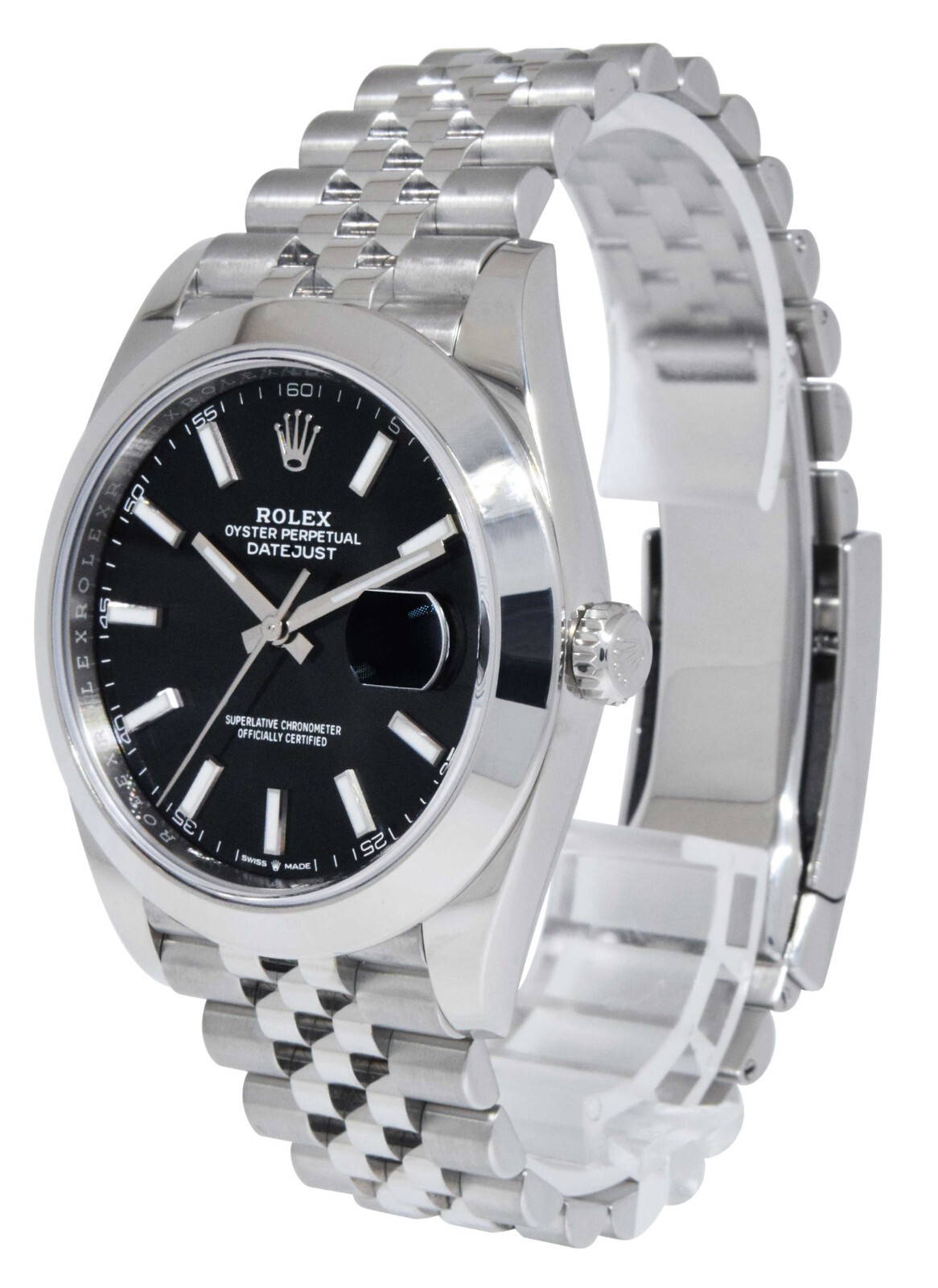 NOS Rolex Datejust 41 Steel Black Dial Jubilee Bracelet Watch B/P '21 126300