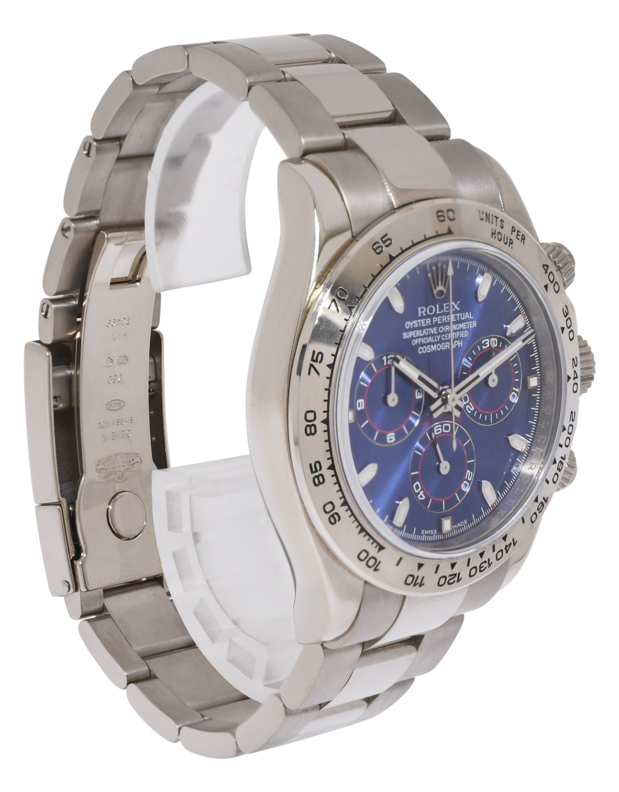Rolex Daytona Chronograph 18k White Gold Custom Blue Dial 40mm Watch D 116509