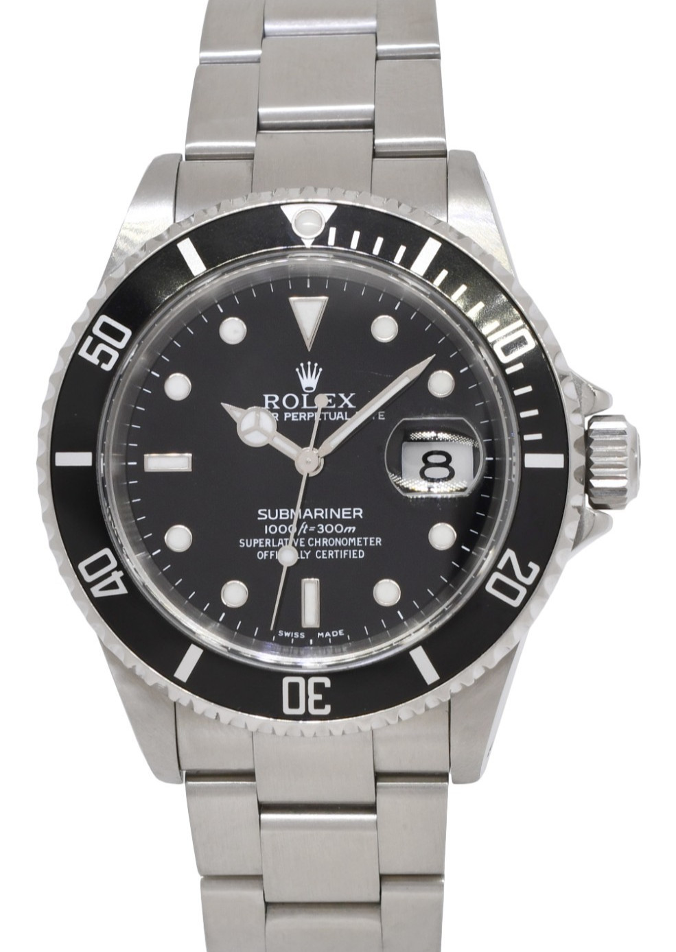 Rolex Submariner Date Steel Black Dial/Bezel Mens 40mm Watch +Papers K 16610