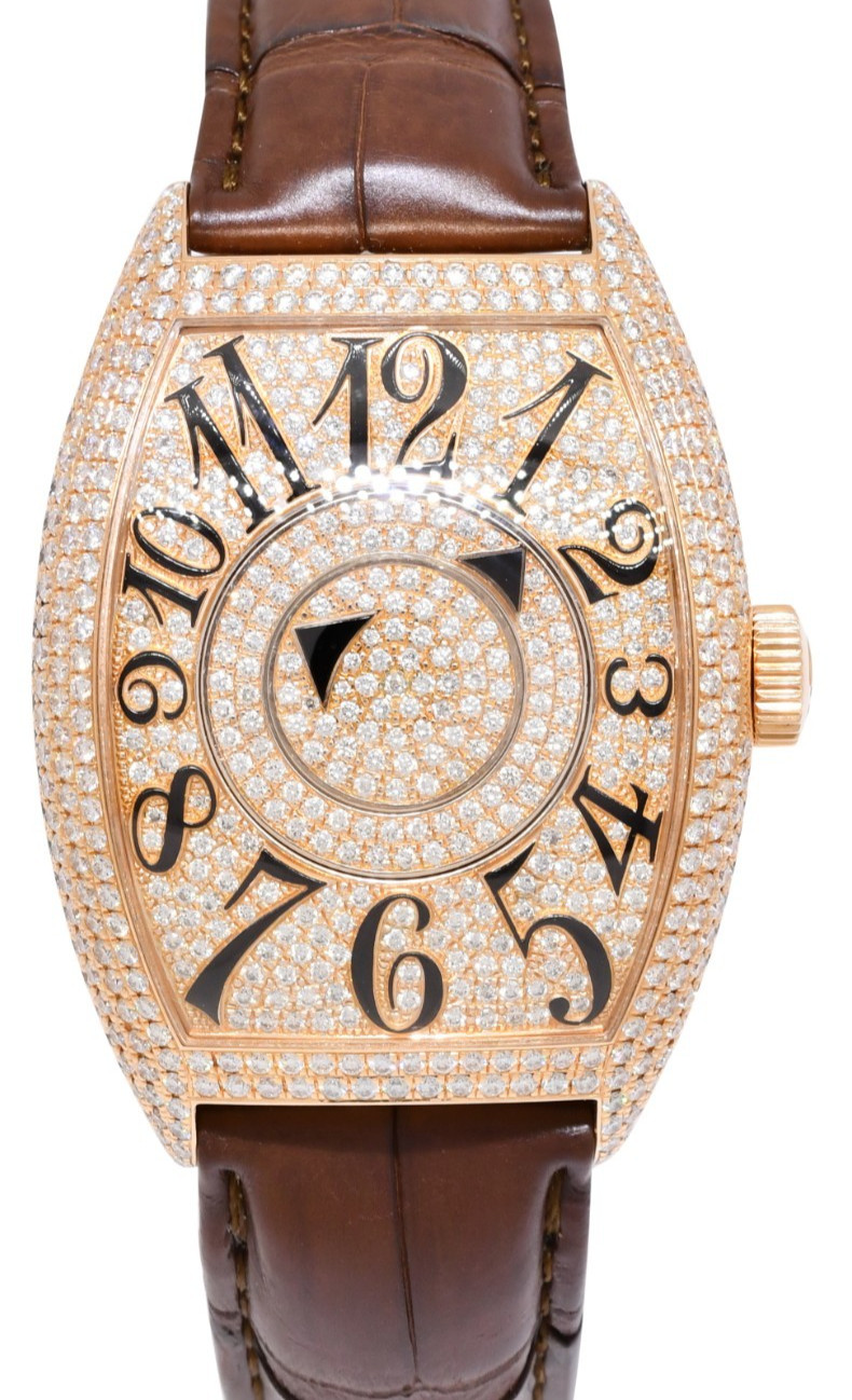 Franck Muller Double Mystery 18k Rose Gold & Pave Diamond Watch +BOX 8880 DMDCD Franck Muller Double Mystery 18k Rose Gold & Pave Diamond Watch +BOX 8880 DMDCD