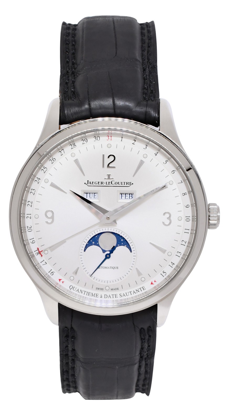Jaeger LeCoultre Master Calendar Moon Steel Mens 40mm Watch 830.8.A6.S
