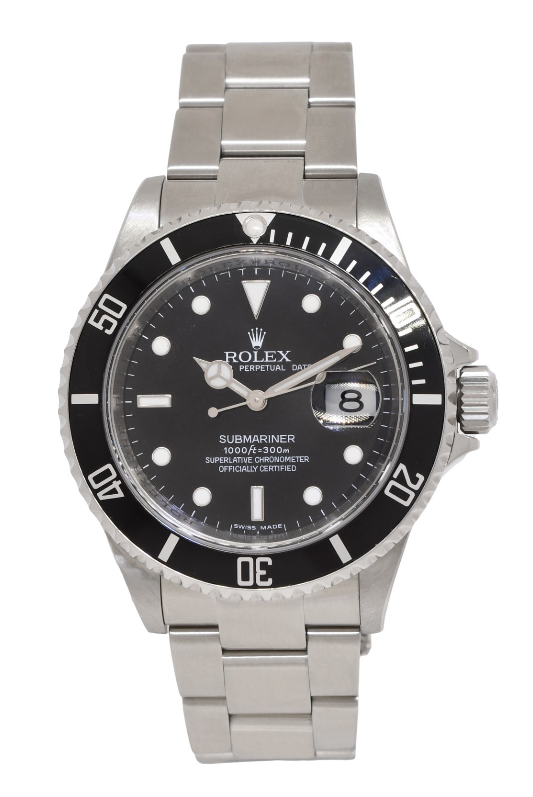 Rolex Submariner Date Steel Black Dial/Bezel Mens 40mm Watch '12+ 16610