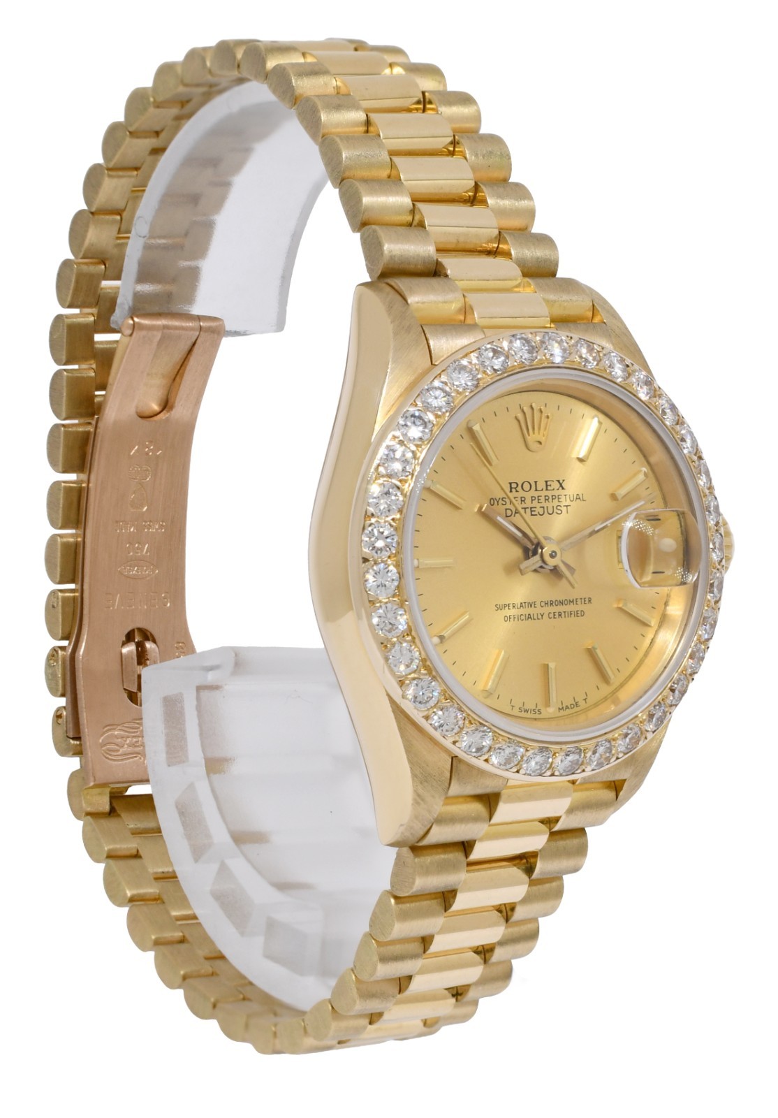 Rolex Datejust President 18k Yellow Gold Champagne Diamond 26mm Watch '93 69178
