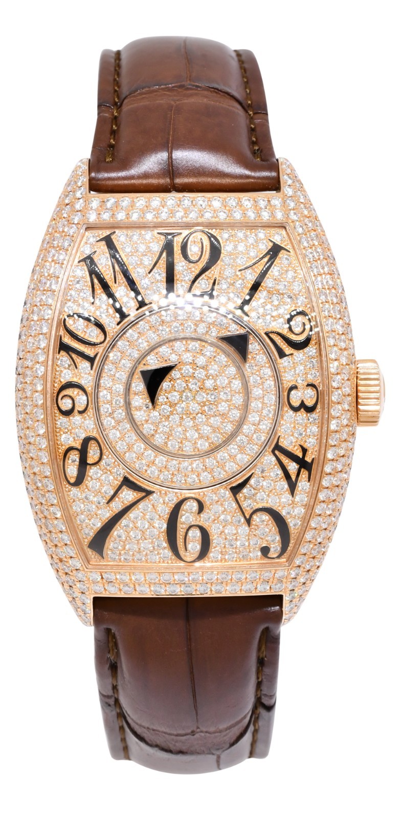 Franck Muller Double Mystery 18k Rose Gold & Pave Diamond Watch +BOX 8880 DMDCD