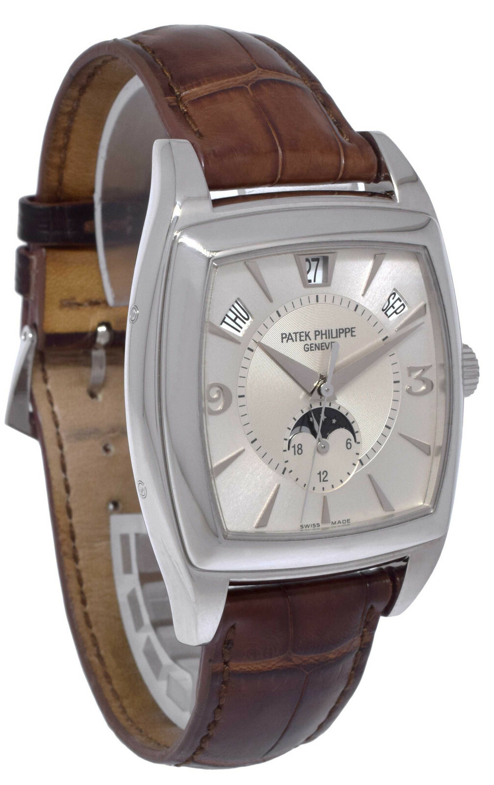 Patek Philippe Mens Gondolo Calendario 18k WG Automatic Watch Papers '06 5135G