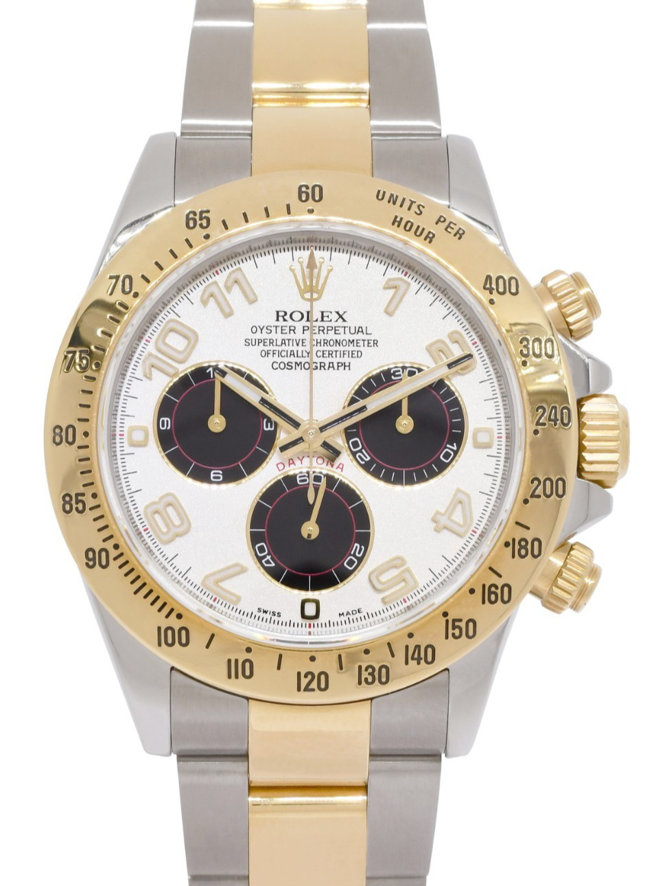 Rolex Daytona Chronograph 18k YG/SS Silver Dial Mens Watch Scrambled 116523