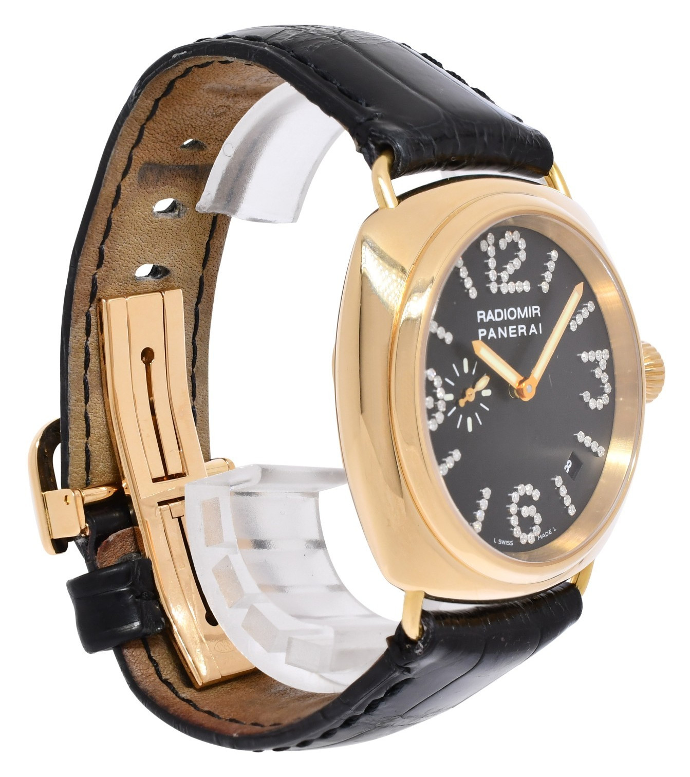 Panerai Radiomir PAM 136 18k Rose Gold Diamond Dial 40mm Watch B/P PAM00136