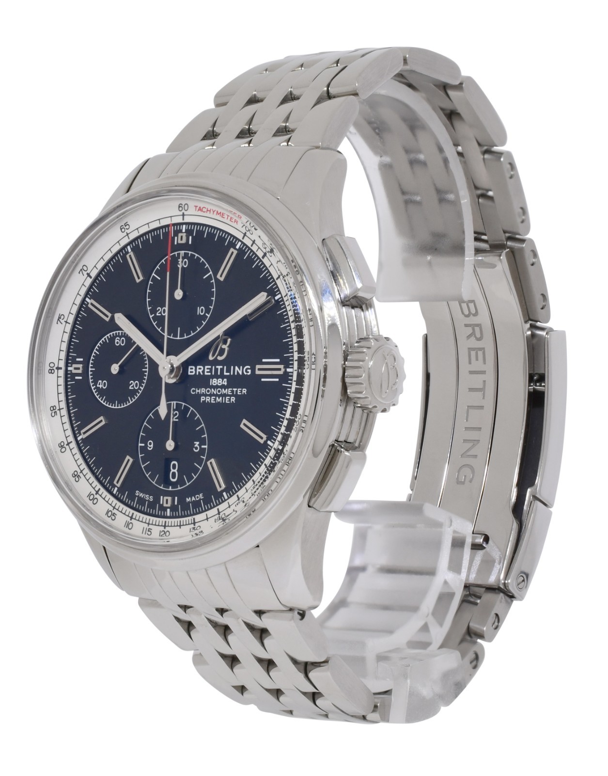 Breitling Premier Chronograph Steel Black Dial Mens 42mm Watch B/P A13315