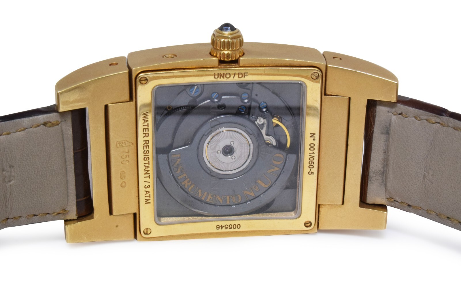 De Grisogono Instrumento Uno 18k Yellow Gold Dual Time Date Mens Watch +Papers