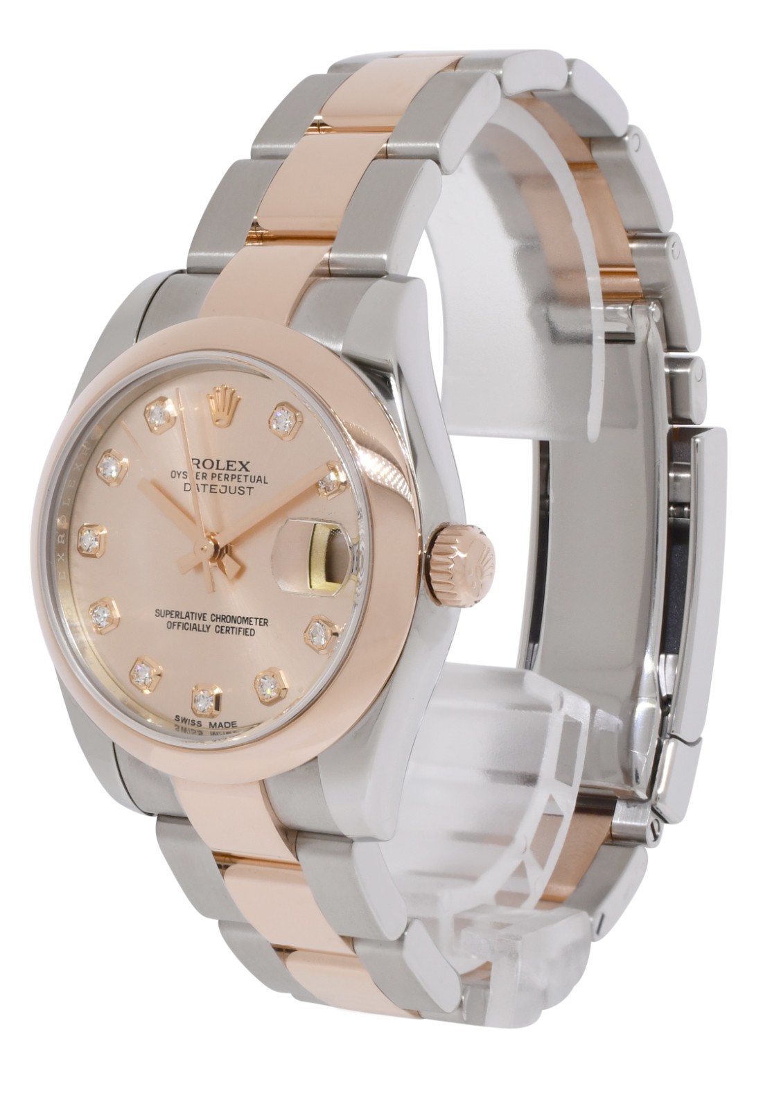 Rolex Datejust 18k Rose Gold/Steel Pink Diamond Dial 31mm Watch +Card '16 178241