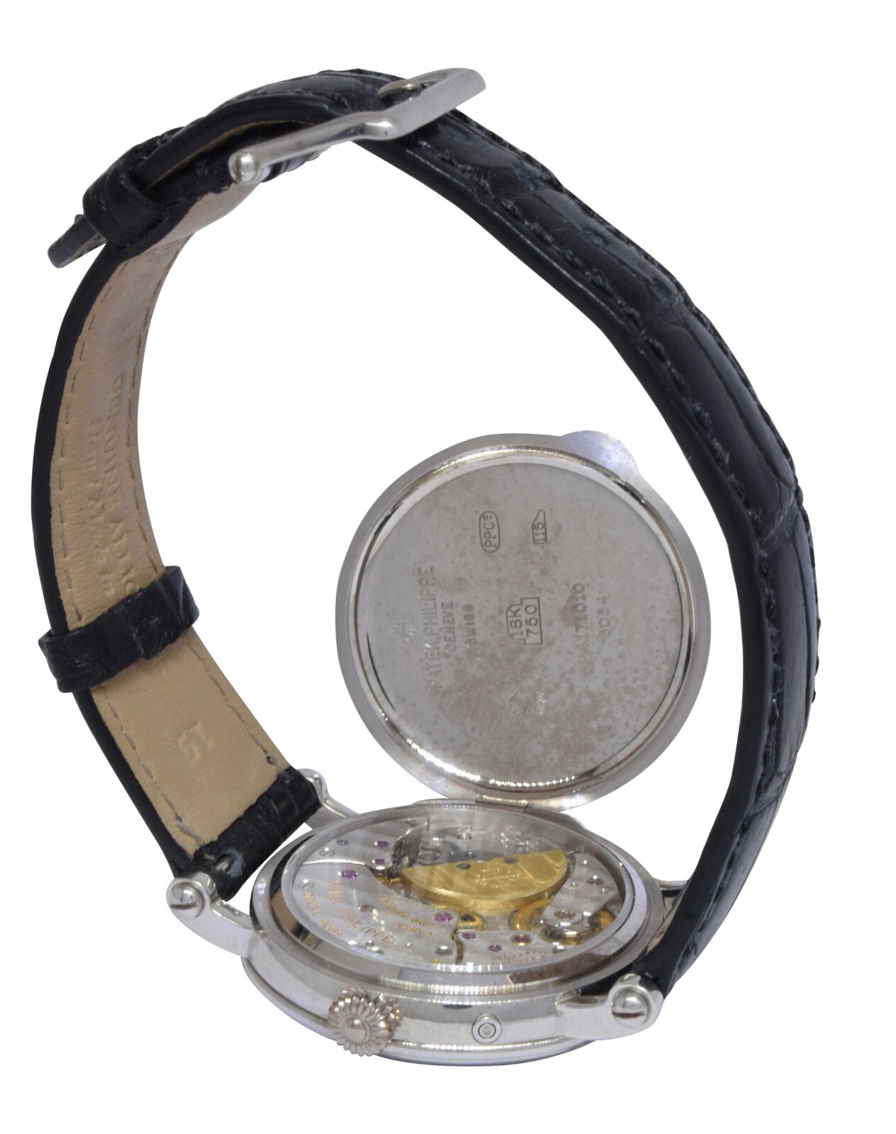 Patek Philippe Complications 18k White Gold Power Reserve Moon Mens Watch 5054G