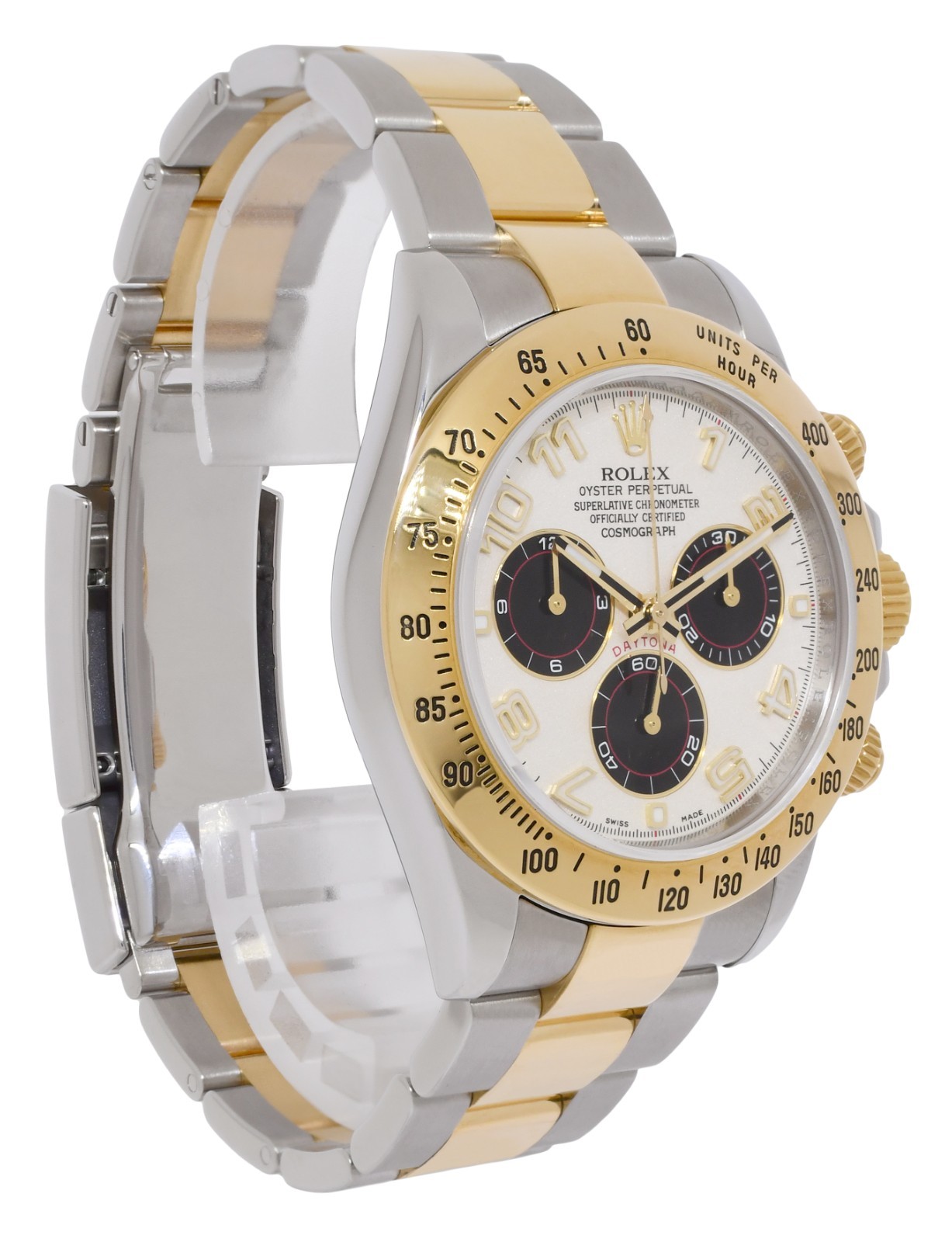 Rolex Daytona Chronograph 18k YG/SS Silver Dial Mens Watch Scrambled 116523