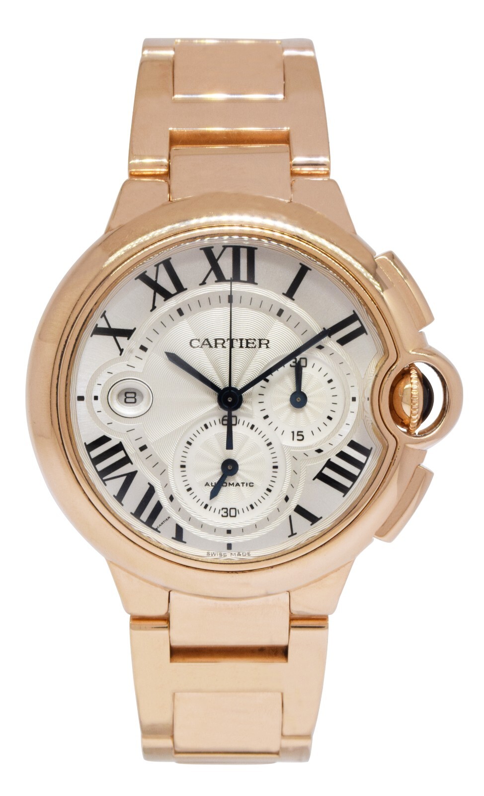 Cartier Ballon Bleu XL 44mm Chronograph 18k Rose Gold Mens Watch W6920010 3107