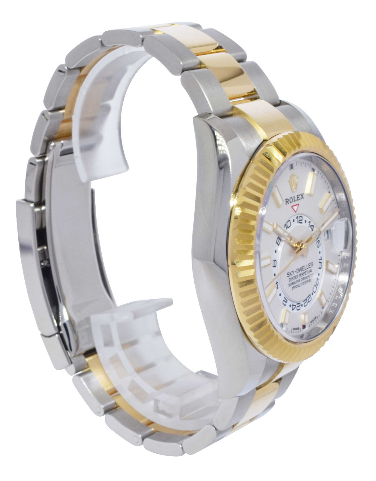 NOS Rolex Sky-Dweller White Dial 18k YG & Steel 42mm Oyster Watch B/P '21 326933
