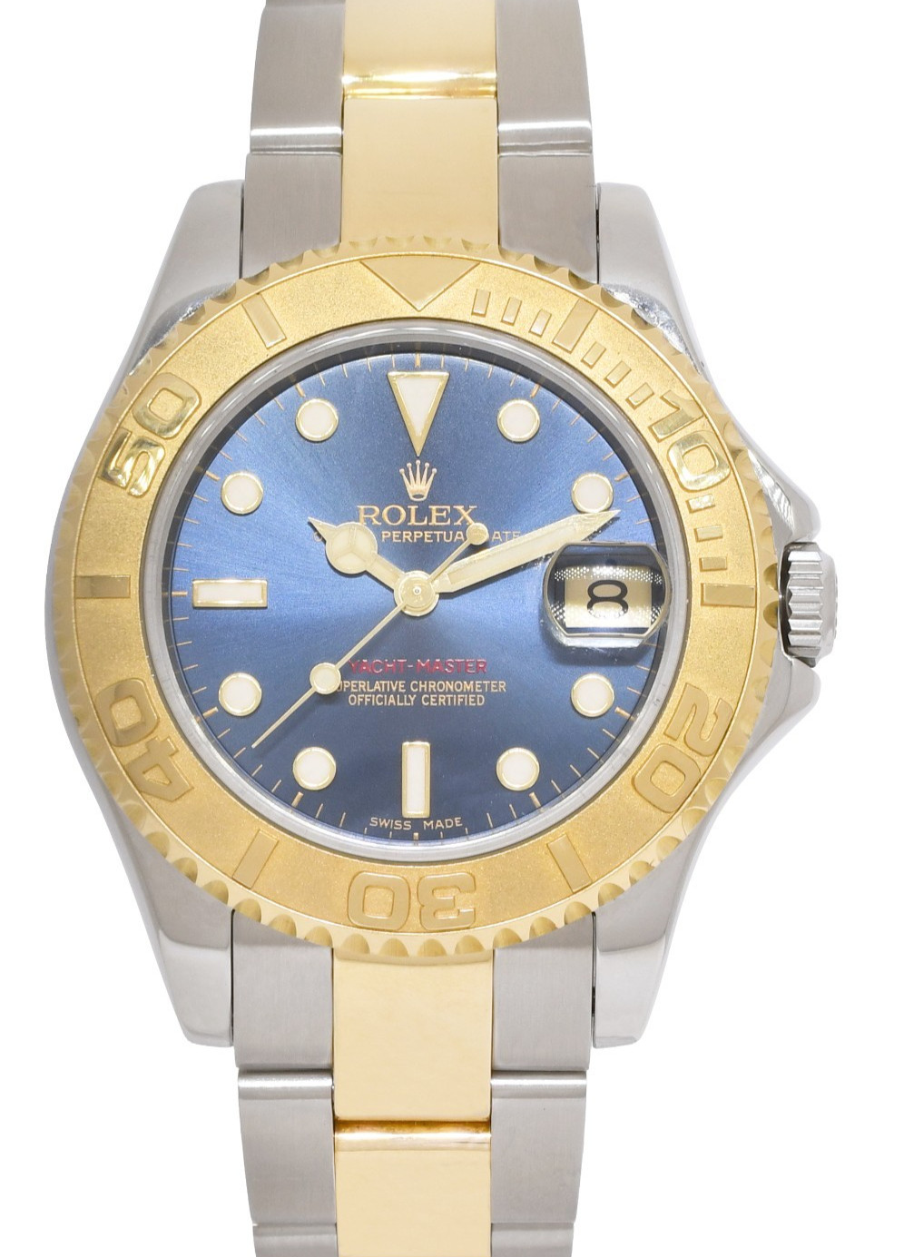 Rolex Yacht-Master 18k Yellow Gold/Steel Blue Dial Ladies 35mm Watch U 68623