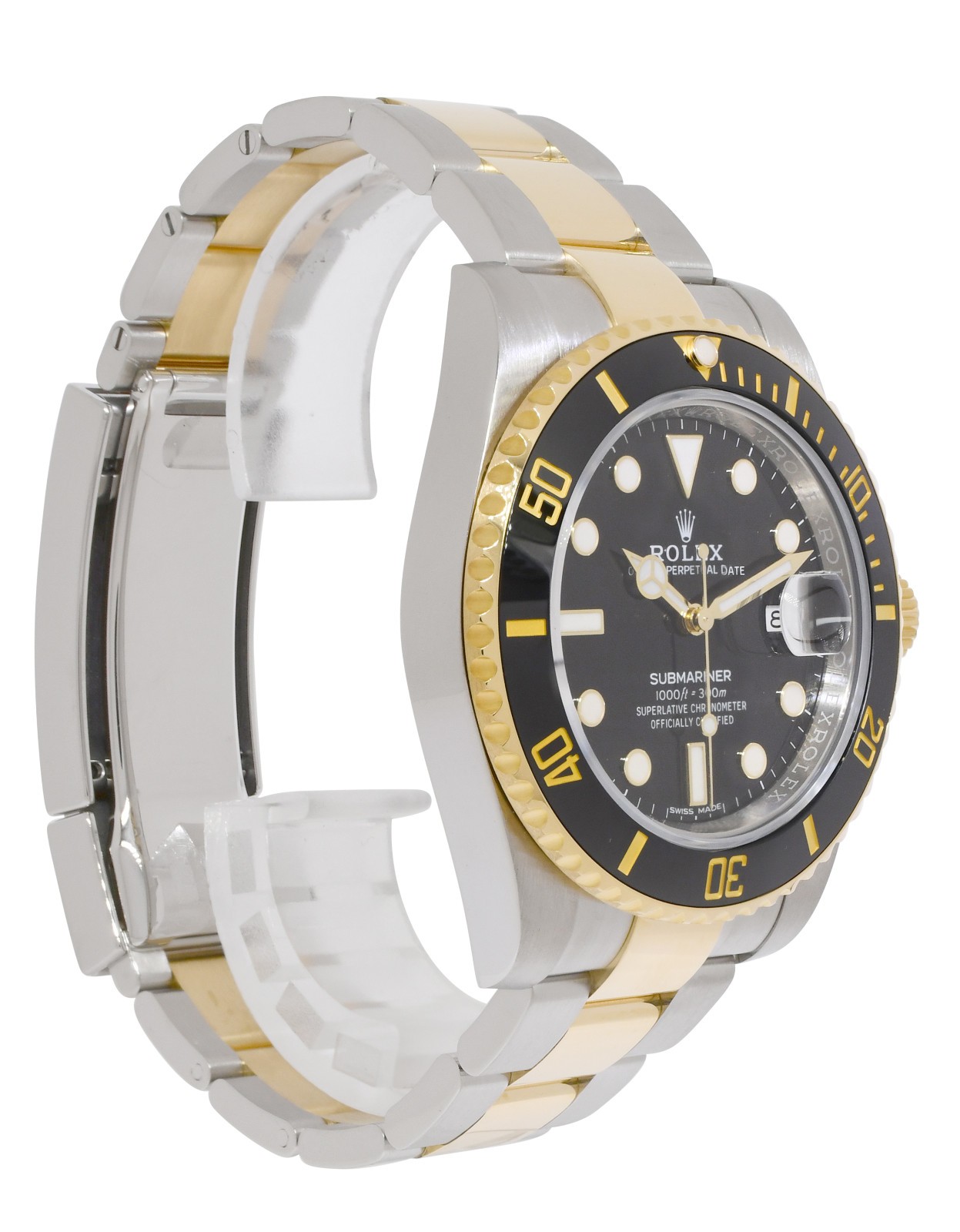 Rolex Submariner Date 18k Yellow Gold/Steel Ceramic Black Mens 40mm Watch 116613