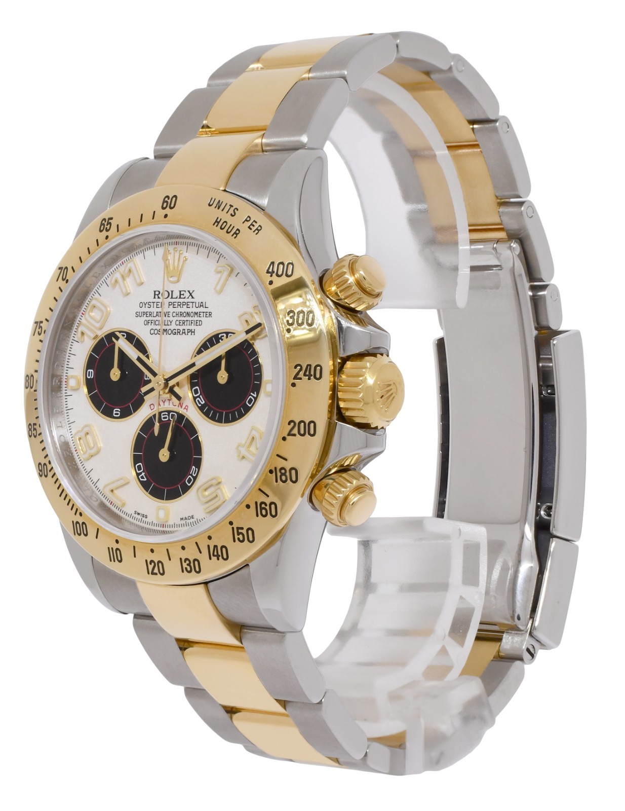 Rolex Daytona Chronograph 18k YG/SS Silver Dial Mens Watch Scrambled 116523