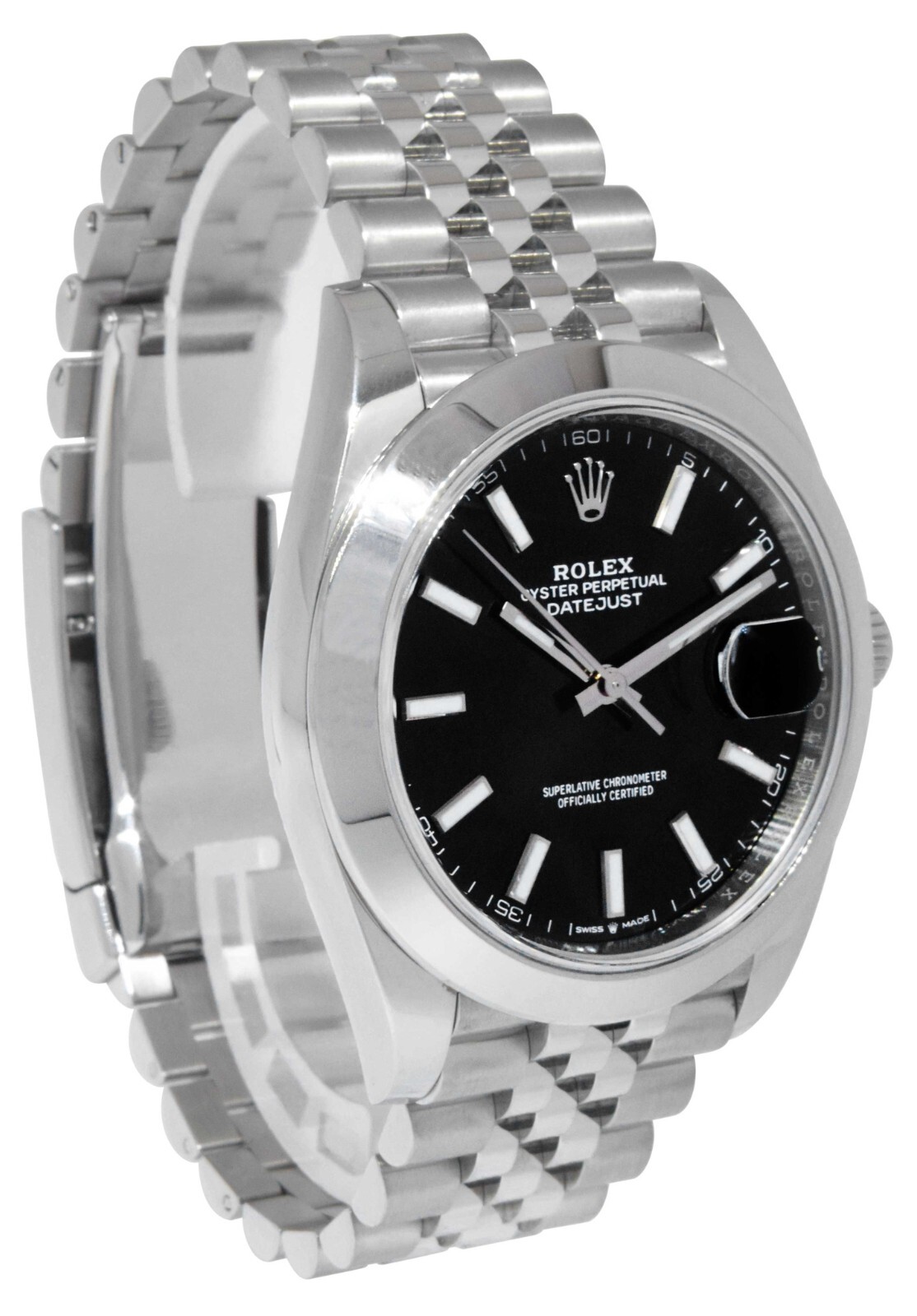 NOS Rolex Datejust 41 Steel Black Dial Jubilee Bracelet Watch B/P '21 126300