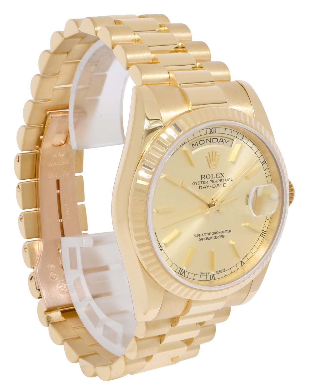 Rolex Day-Date President 18k Yellow Gold Sundust Dial 36mm Watch Y 118238