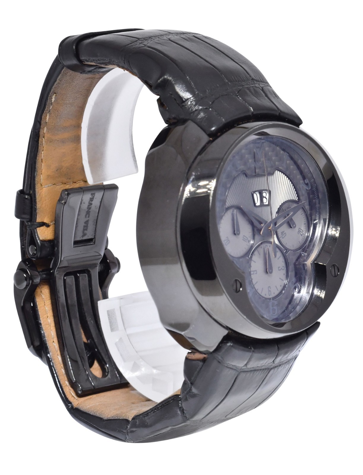 Franc Vila Chronograph Black Steel PVD Dark Side Carbon Fiber Mens Watch FVa8CH