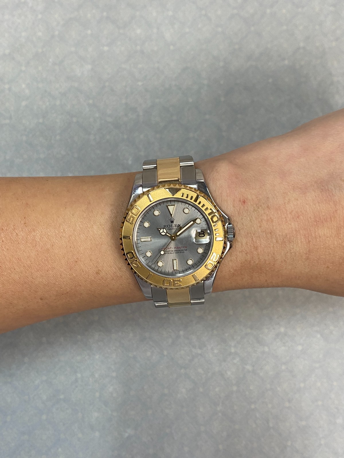 Rolex Yacht-Master 18k Yellow Gold/Steel Slate Dial Ladies 35mm Watch Y 68623
