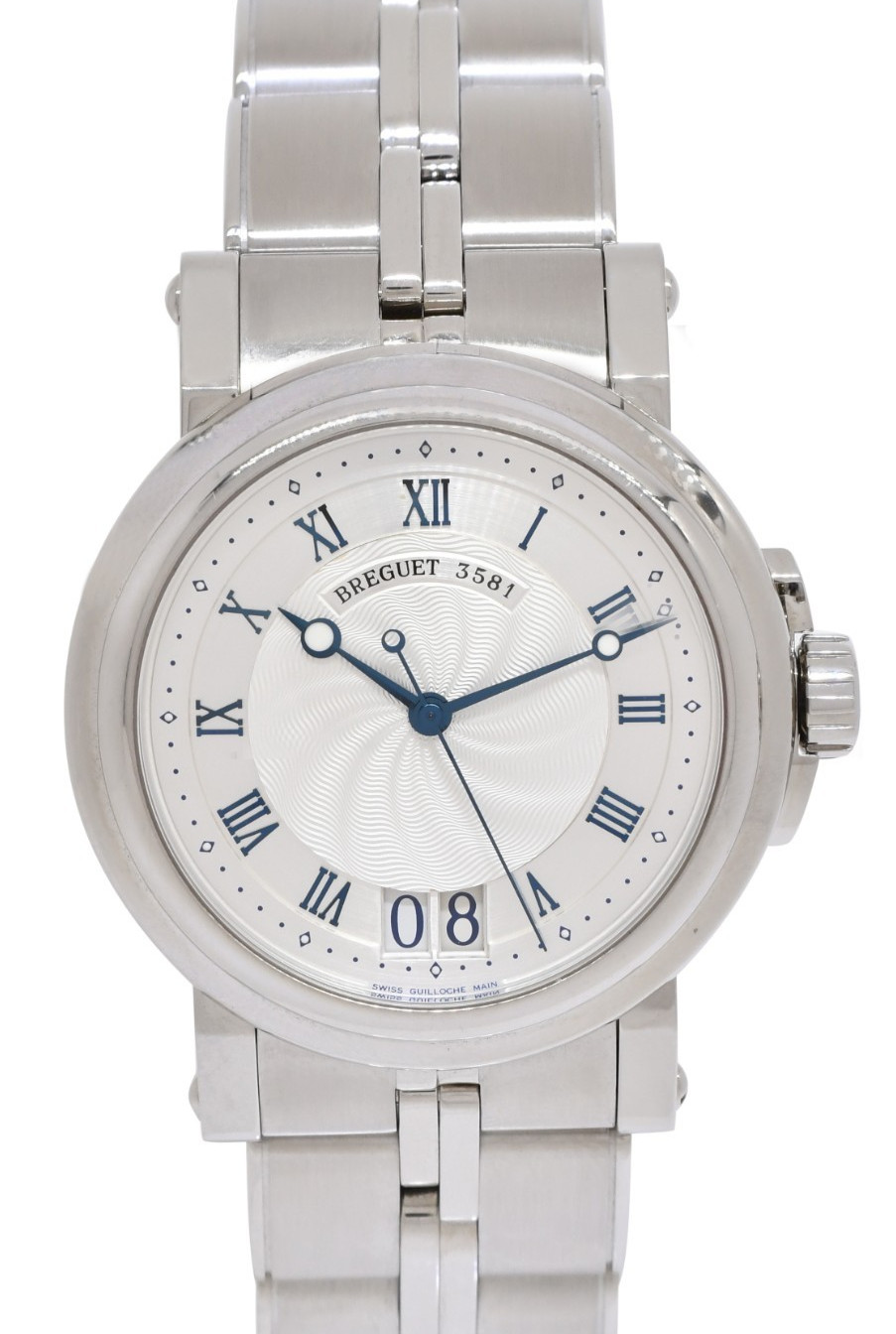 Breguet Marine Big Date Steel Silver Dial Mens 39mm Watch +Papers 5817ST/12/SV0 Breguet Marine Big Date Steel Silver Dial Mens 39mm Watch +Papers 5817ST/12/SV0