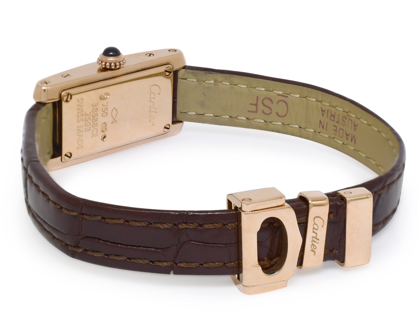 Cartier Tank Allongee Lanieres 18k Rose Gold Ladies Quartz Watch W1537338 2593