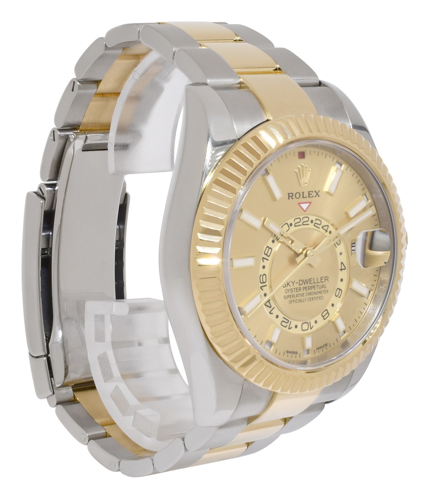 Rolex Sky-Dweller 18k YG/Steel 42mm Champagne Dial Watch +Papers '20  326933