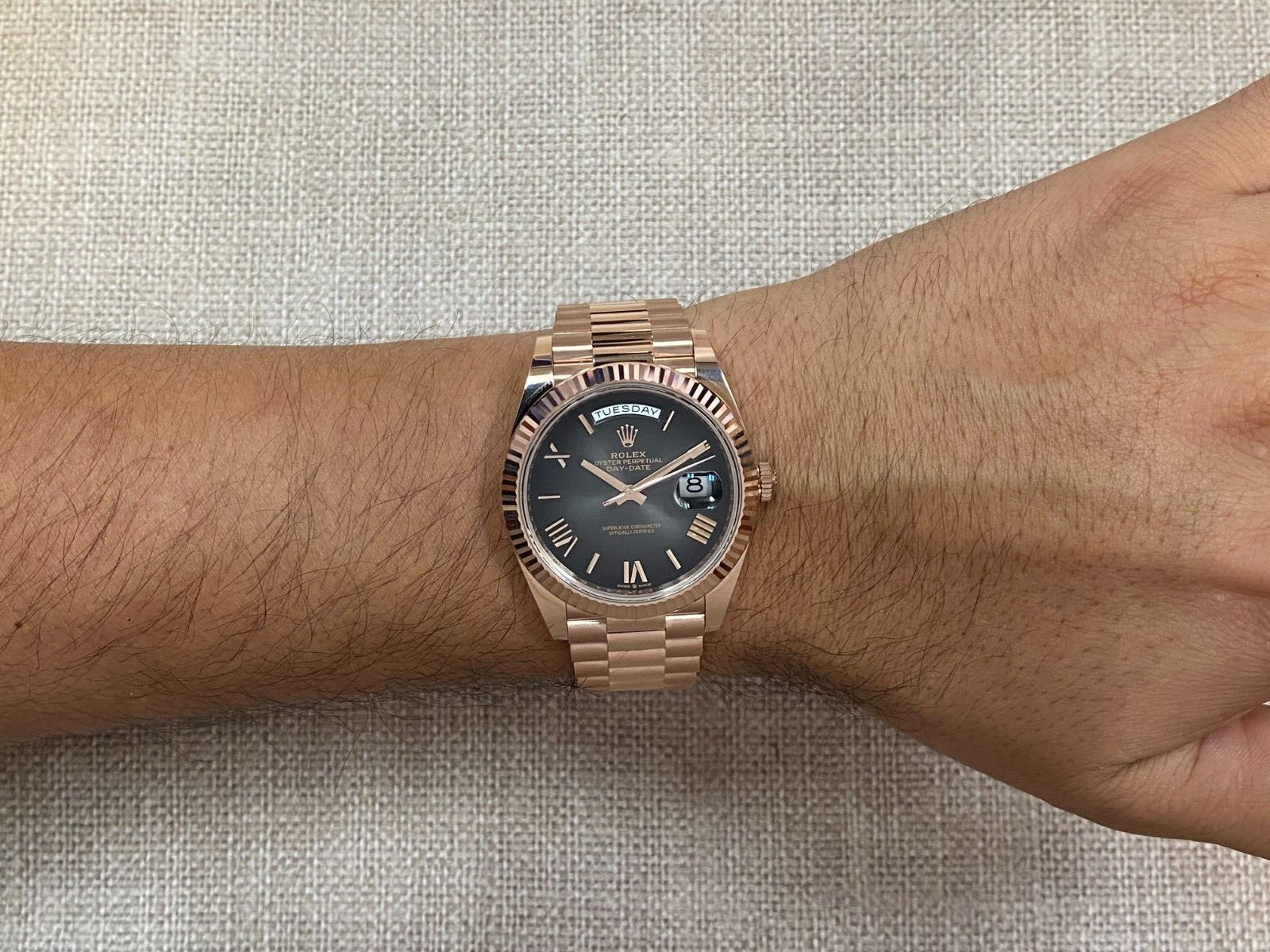 NEW Rolex Day-Date 40 President 18k Rose Gold Slate Ombre Watch B/P '26 228235