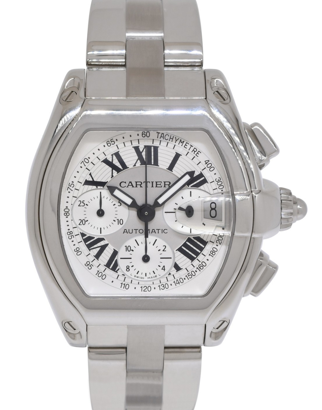 Cartier Roadster XL Chronograph Steel Silver Dial Automatic Watch W62006X6 2618