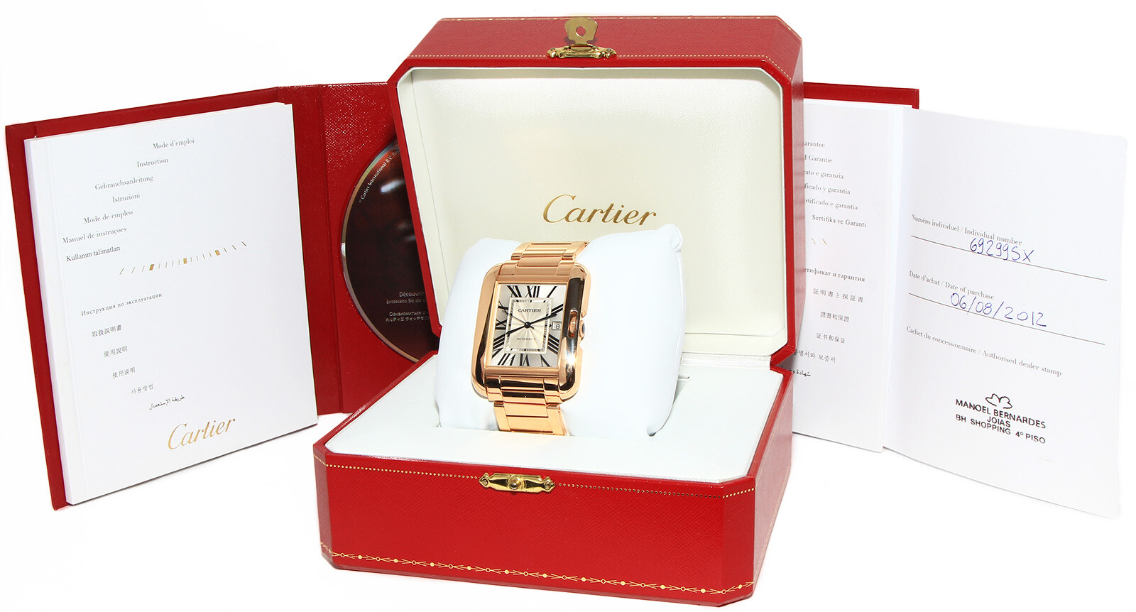 Cartier Tank Anglaise 18k Rose Gold Large Mens Watch Box/Papers W5310002 3504