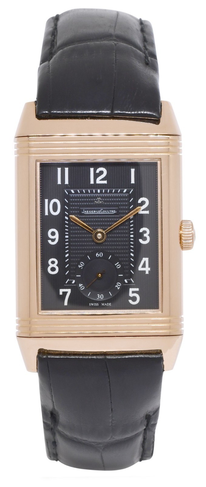 Jaeger LeCoultre Grande 976 Reverso 18k Rose Gold Black Dial Mens Watch 273.2.04