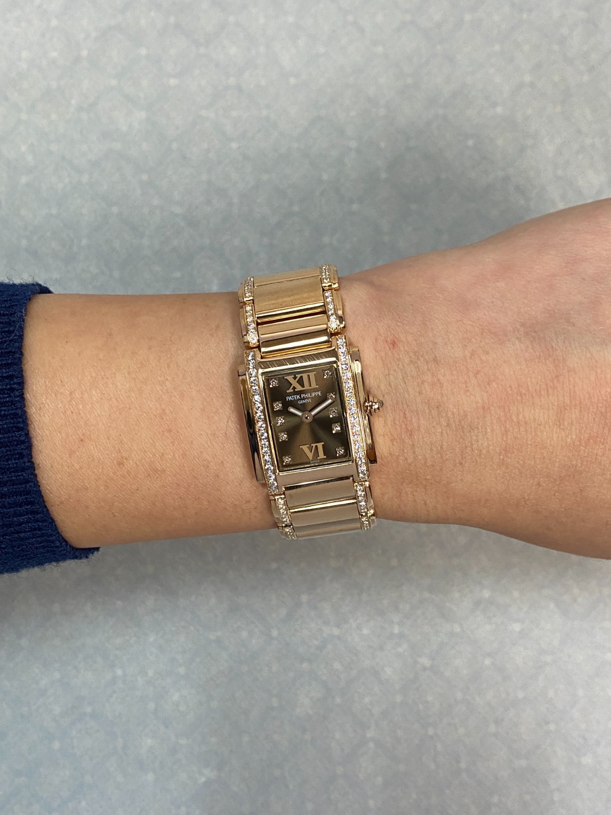Patek Philippe Twenty-4 18k Rose Gold & Diamond Chocolate Ladies Watch 4908/30R