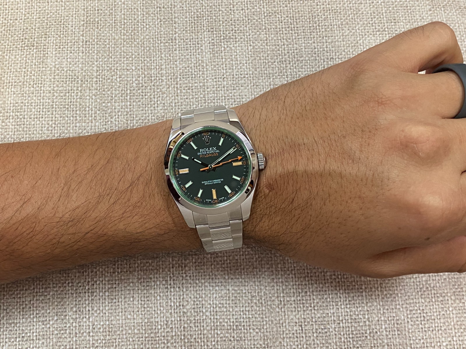 Rolex Milgauss Steel Black Dial Green Crystal Mens 40mm Watch +12 116400