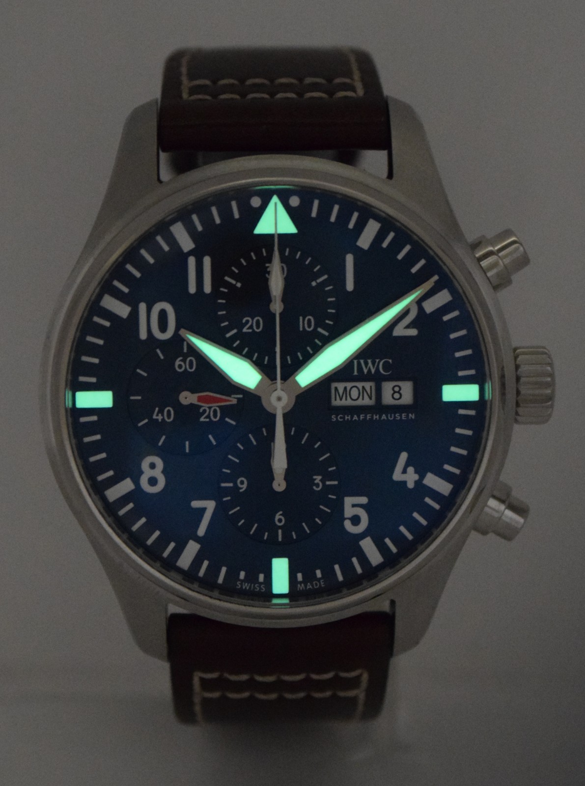 IWC Pilot Le Petit Prince 3777 Chronograph Steel Blue 43mm Watch B/B IW377714