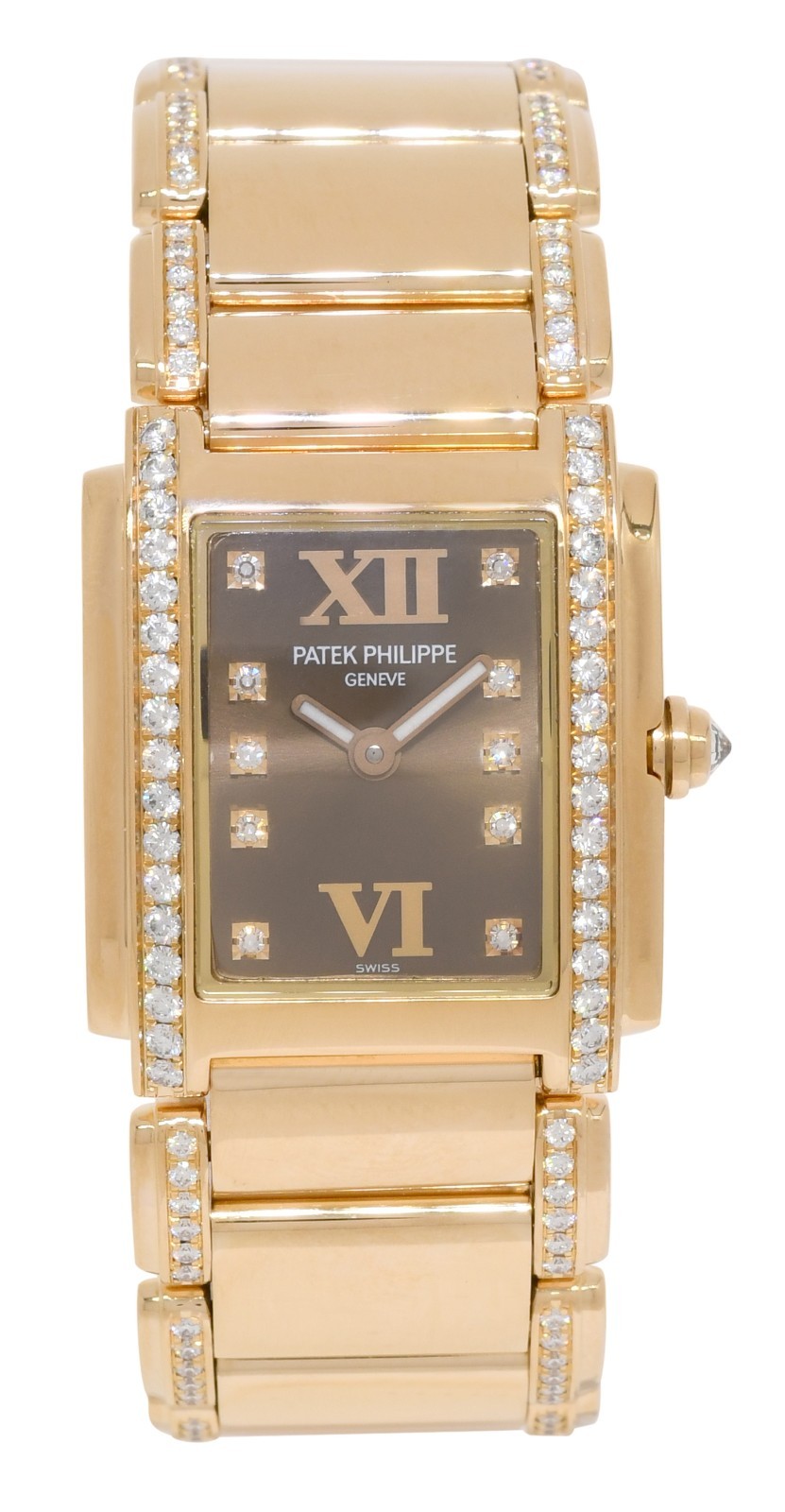 Patek Philippe Twenty-4 18k Rose Gold & Diamond Chocolate Ladies Watch 4908/30R
