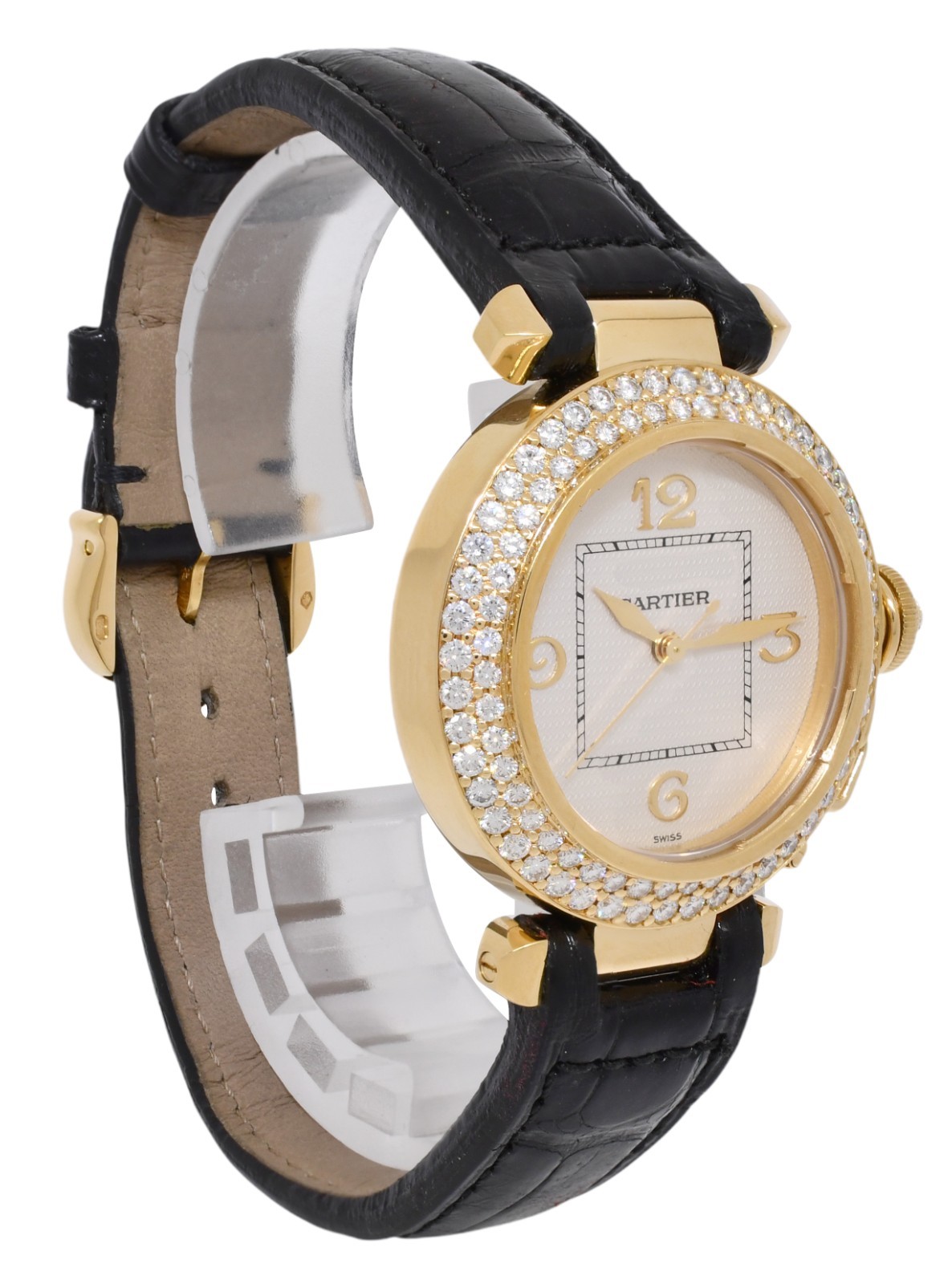 Cartier Pasha 18k Yellow Gold Diamond Grid/Bezel Ladies 32mm Watch 2399