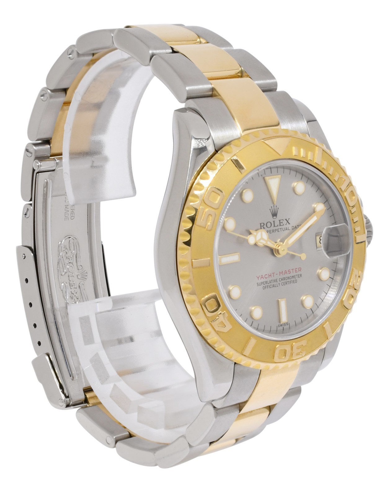 Rolex Yacht-Master 18k Yellow Gold/Steel Slate Dial Ladies 35mm Watch Y 68623