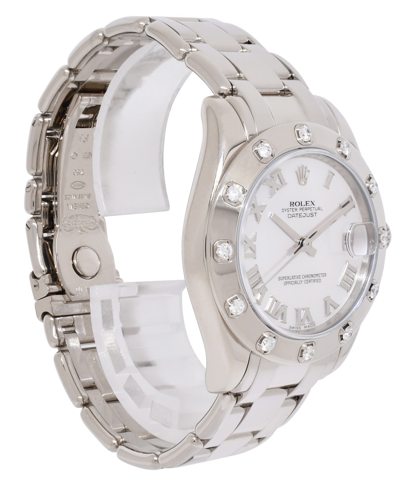 Rolex Datejust Pearlmaster 18k White Gold MOP & Diamond 34mm Watch V 81319
