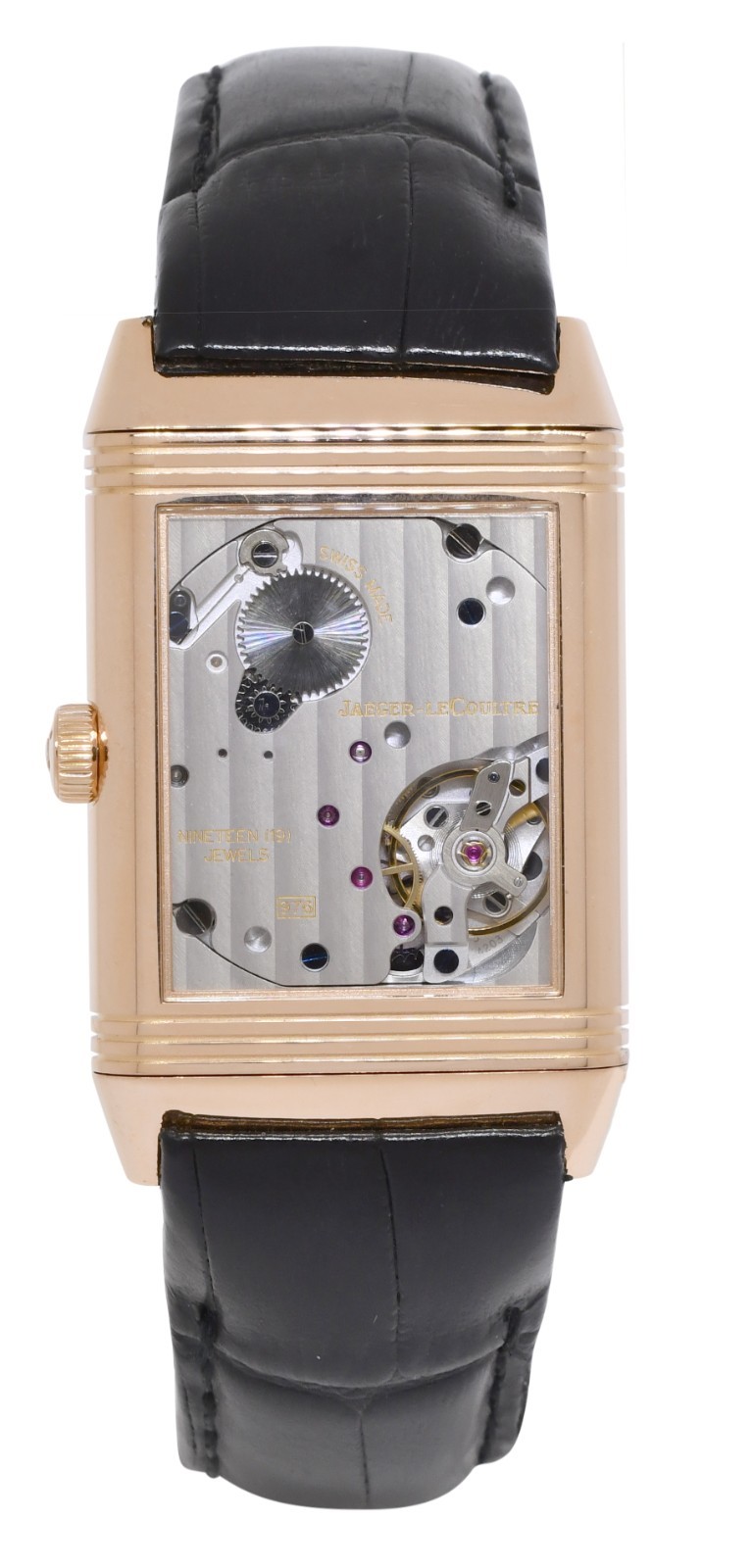 Jaeger LeCoultre Grande 976 Reverso 18k Rose Gold Black Dial Mens Watch 273.2.04