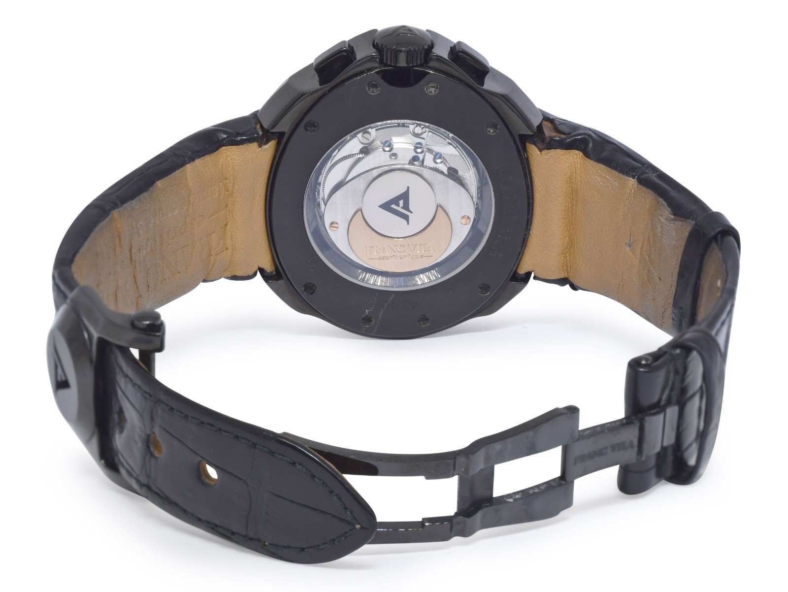 Franc Vila Chronograph Black Steel PVD Dark Side Carbon Fiber Mens Watch FVa8CH