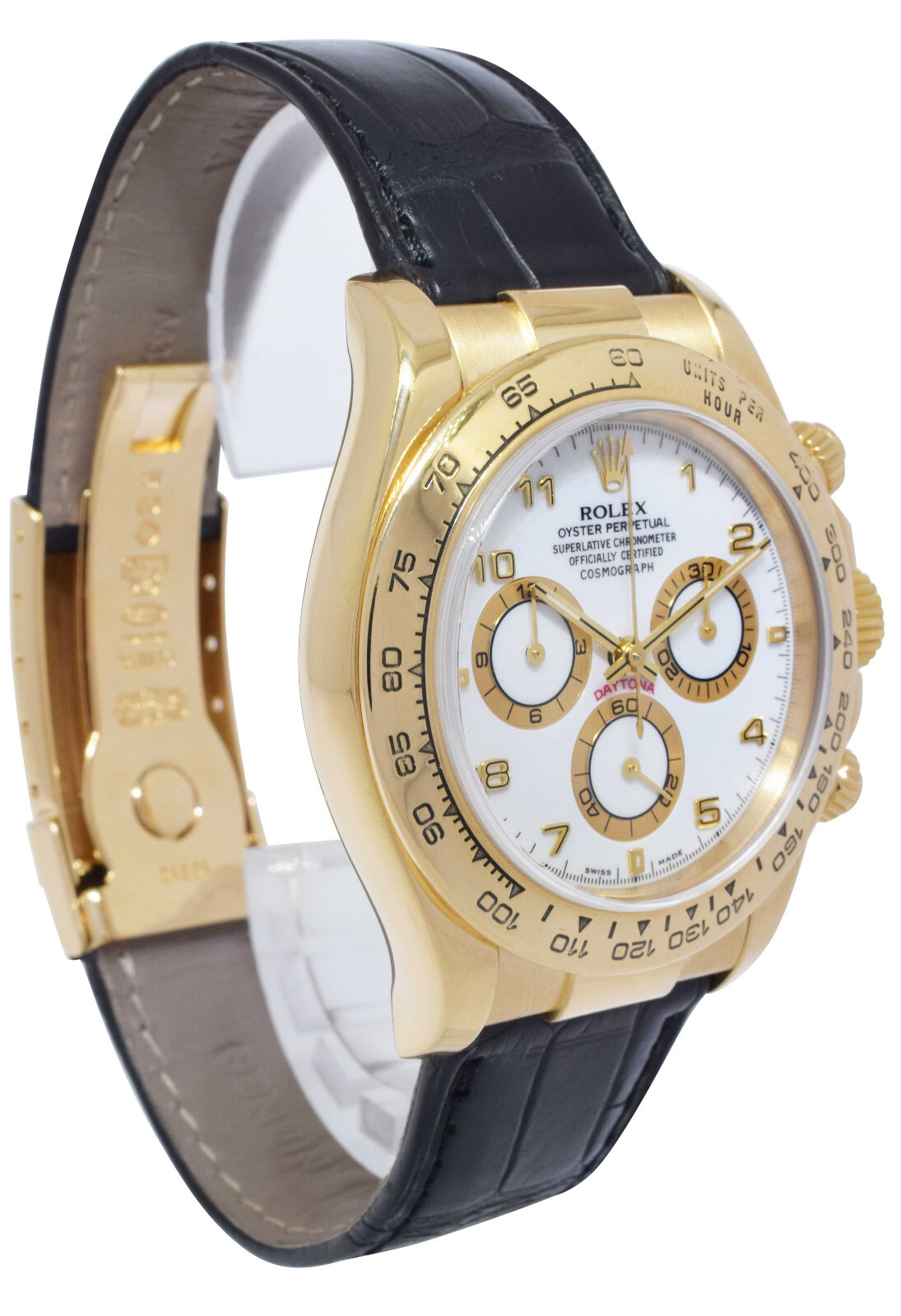 Rolex Daytona Chronograph 18k Yellow Gold White Arabic 40mm Watch B/P P 116518
