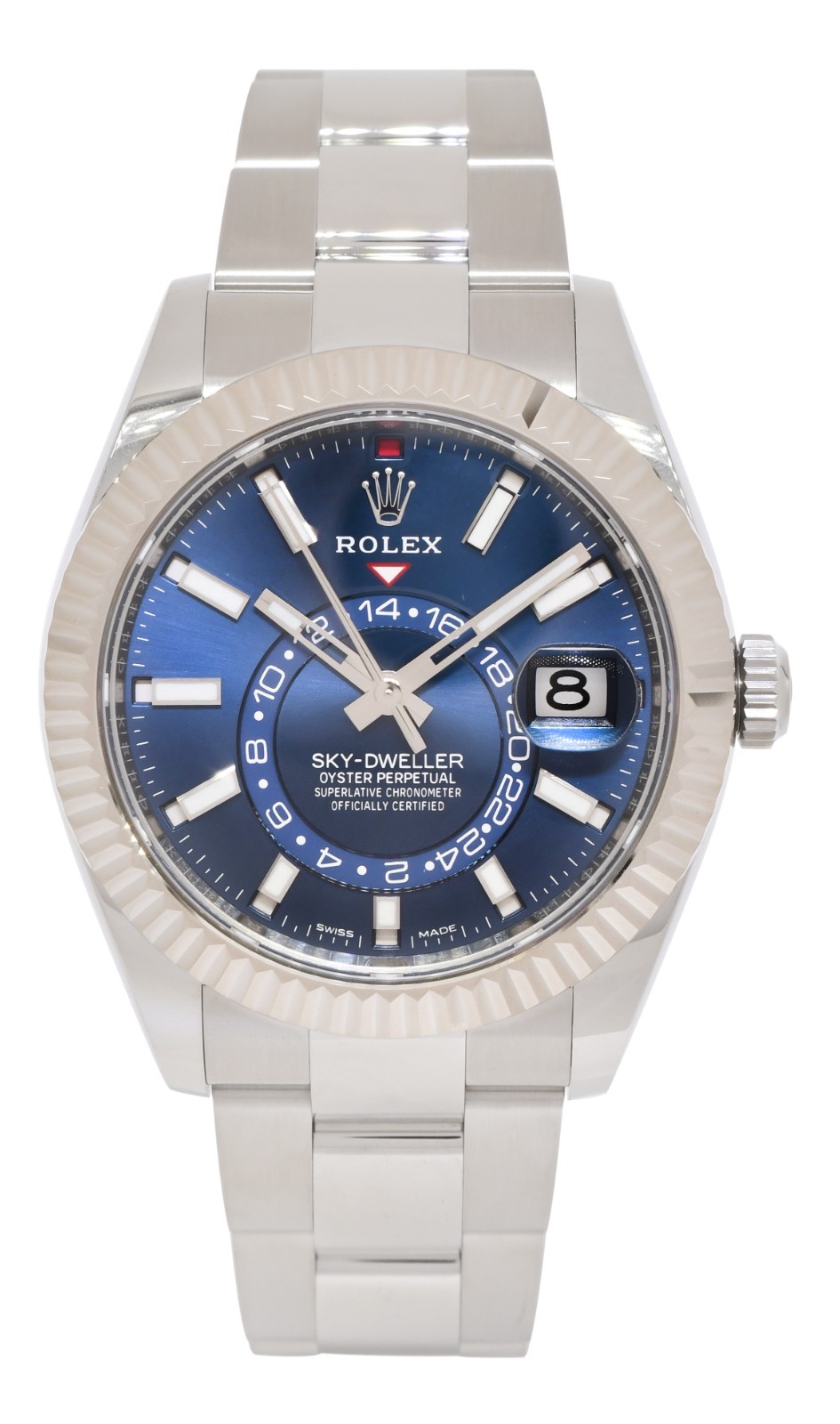 Rolex Sky-Dweller Steel & 18k Gold Bezel Blue Dial 42mm Watch B/P '22 326934