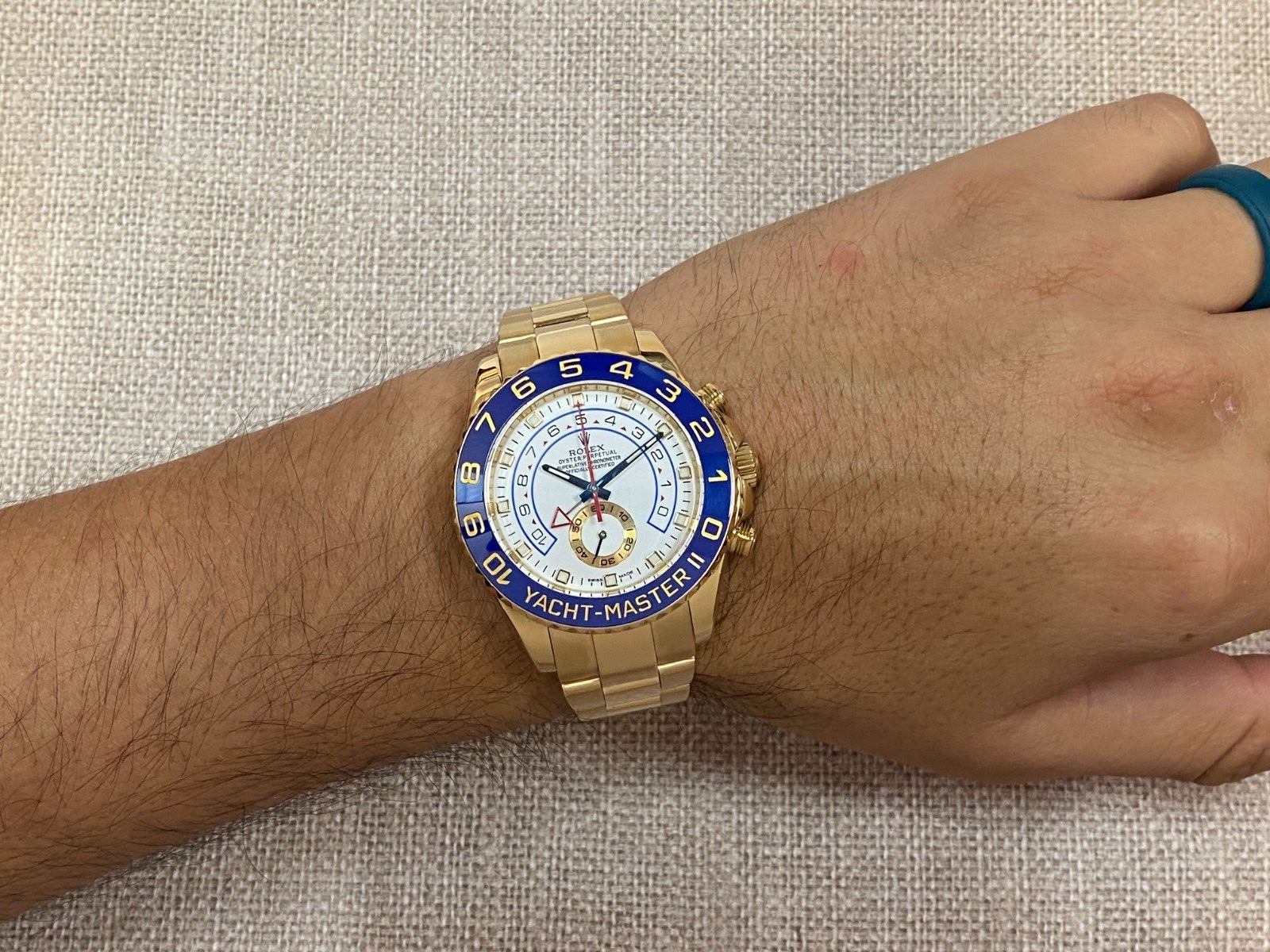 Rolex Yacht-Master II Yellow Gold & Blue Ceramic 44mm Watch +Papers '14 116688