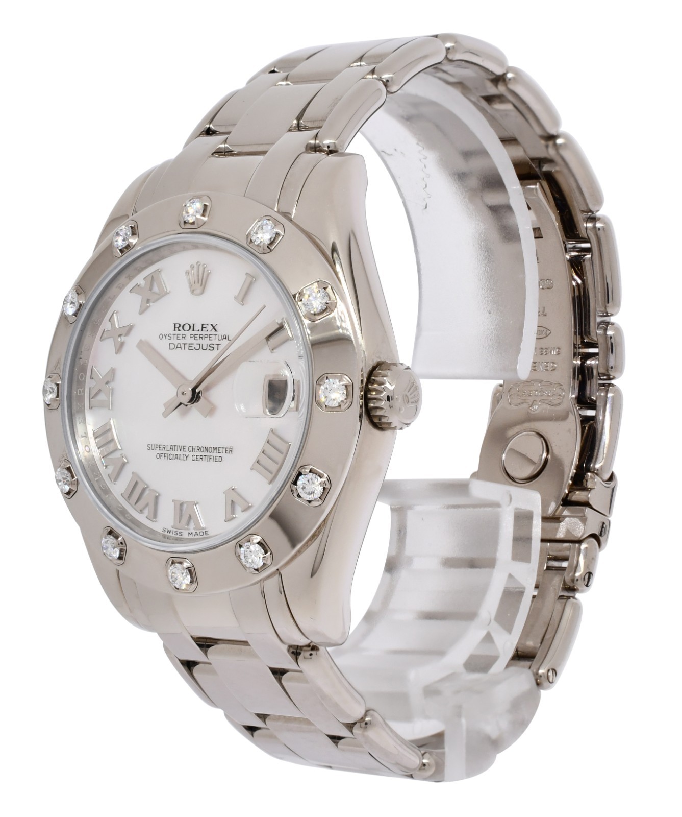 Rolex Datejust Pearlmaster 18k White Gold MOP & Diamond 34mm Watch V 81319