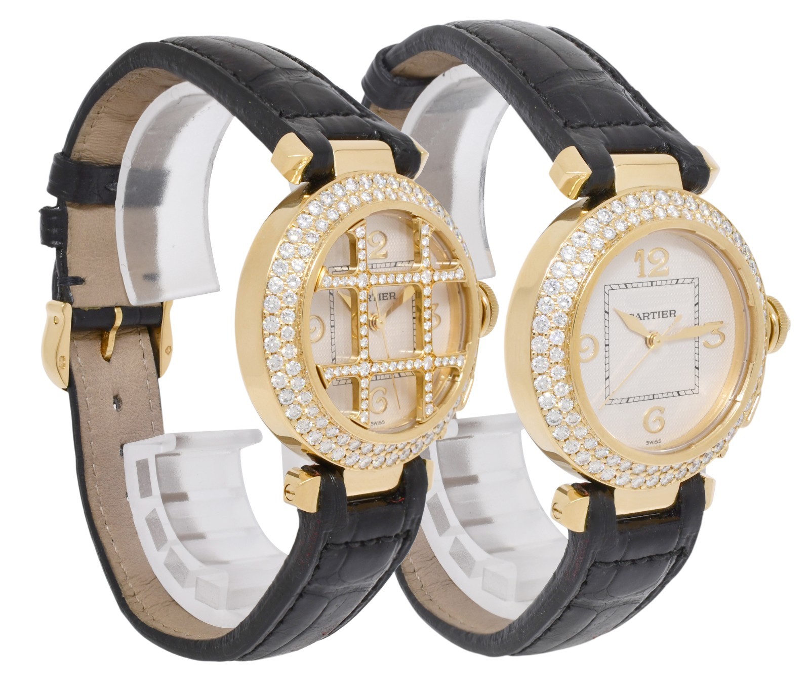 Cartier Pasha 18k Yellow Gold Diamond Grid/Bezel Ladies 32mm Watch 2399