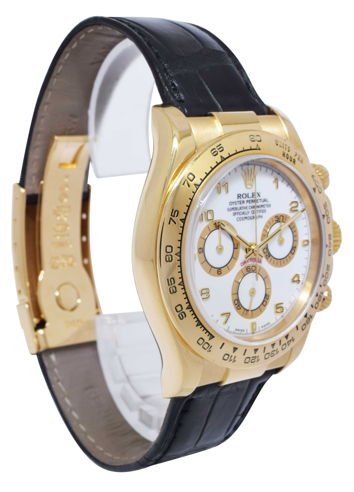 Rolex Daytona Chronograph 18k Yellow Gold White Arabic 40mm Watch B/P P 116518