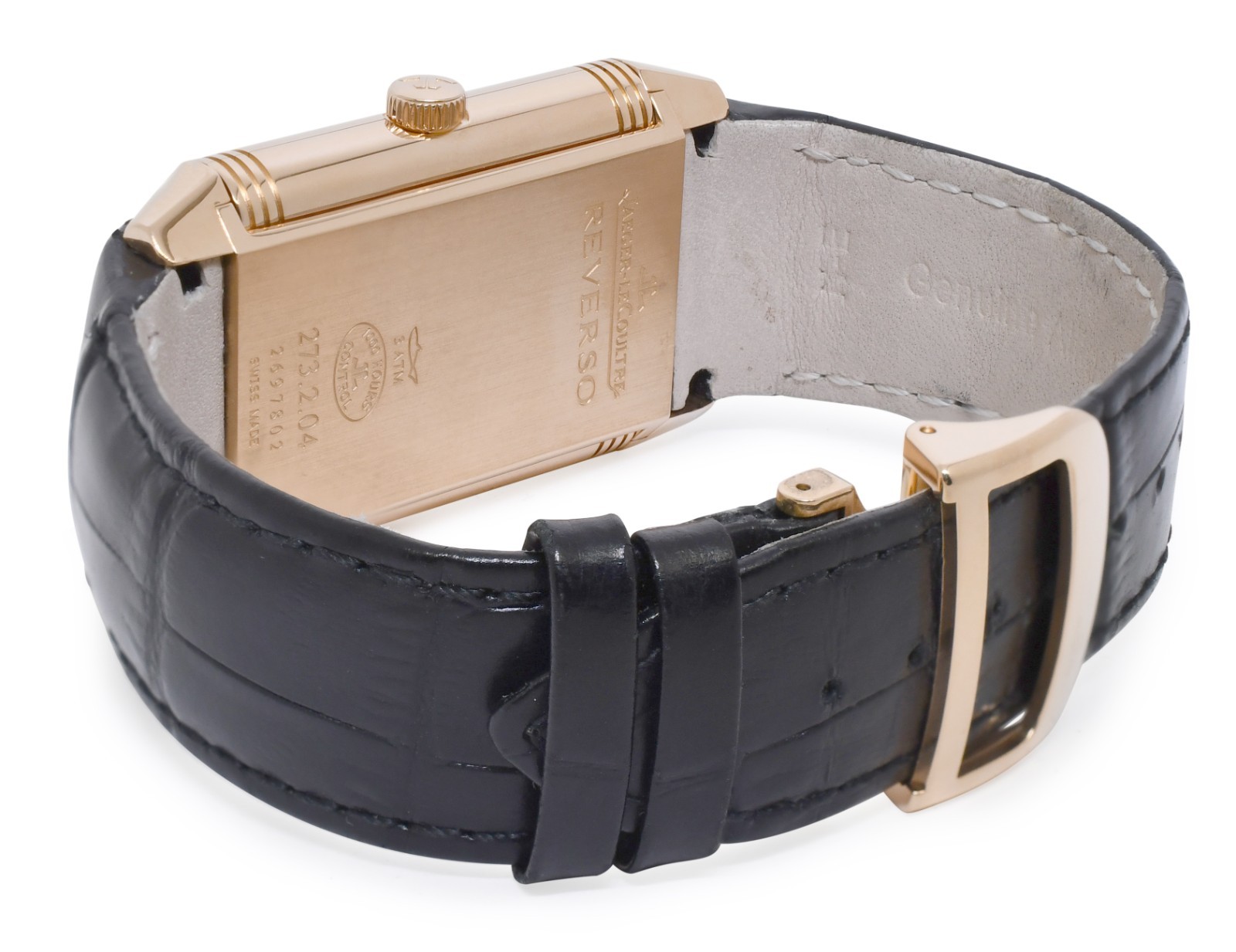 Jaeger LeCoultre Grande 976 Reverso 18k Rose Gold Black Dial Mens Watch 273.2.04
