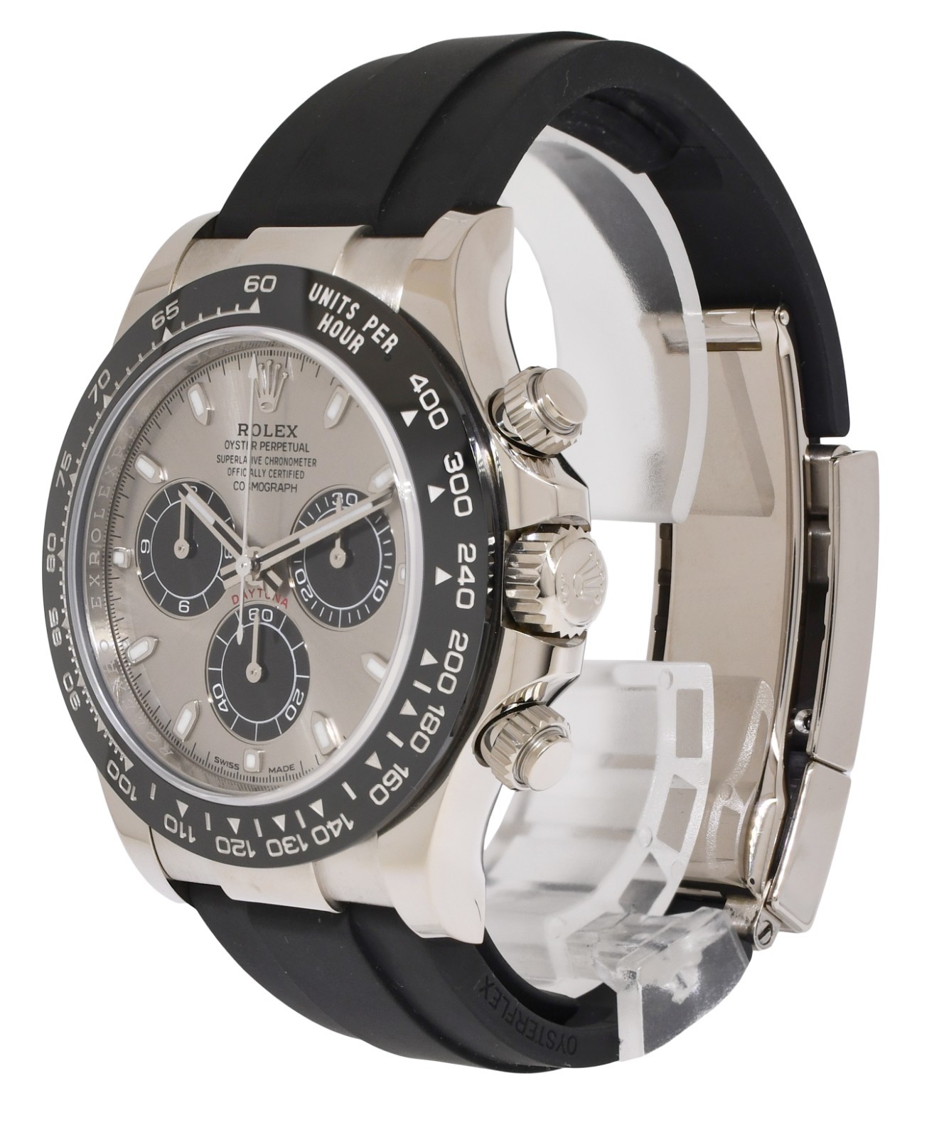 Rolex Daytona Chronograph 18k WG Grey Dial Oysterflex Watch '23 B/P 116519